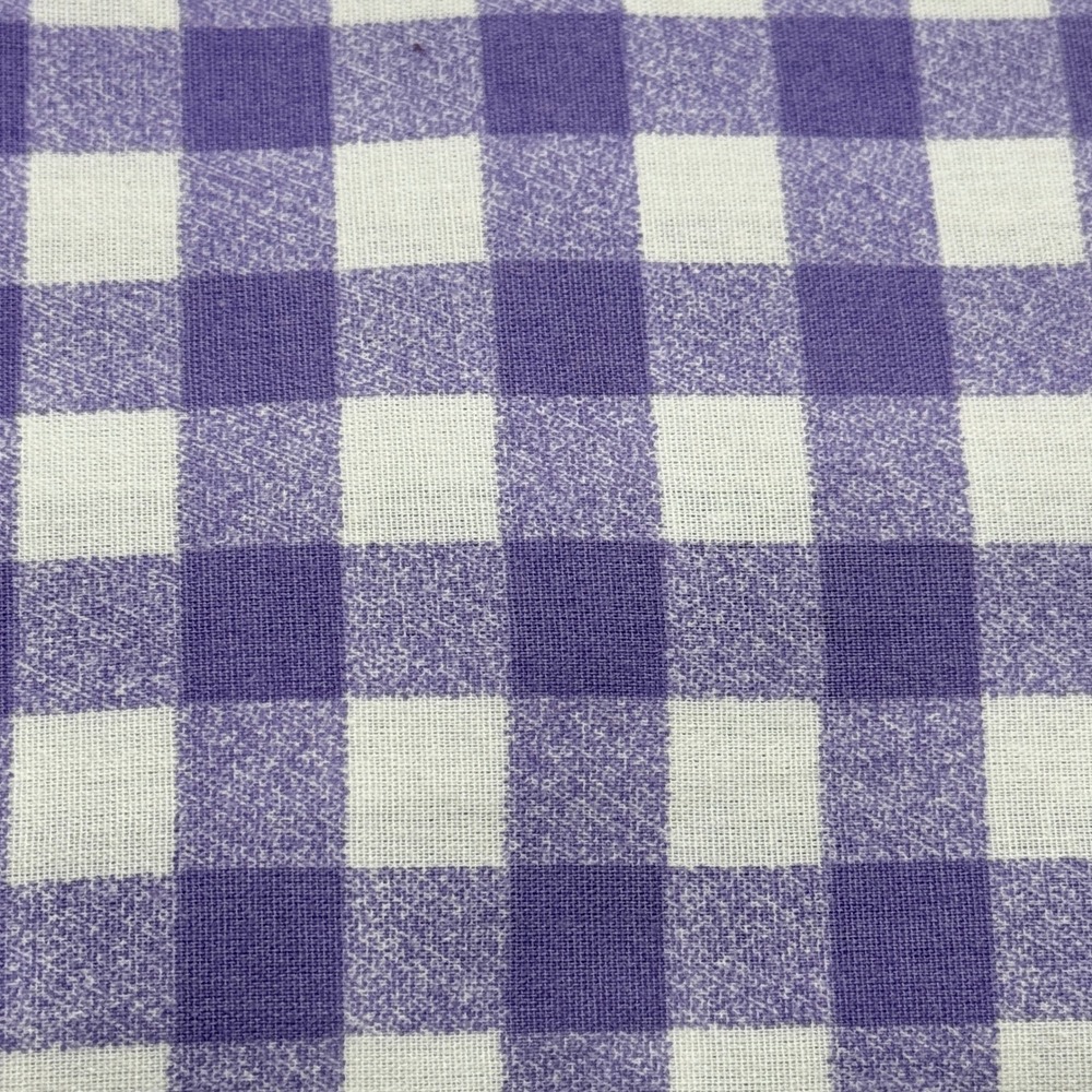 Gingham Check Fabric Sewing Craft Purple White 2.5 Yards Cotton Blend - Picture 3 of 3